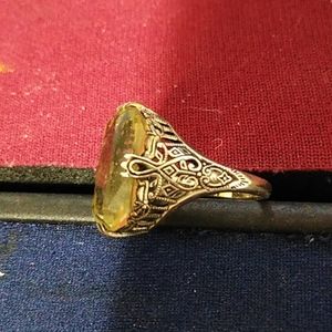 925 Filigree Sterling Yellow Topaz Ring Sz 6